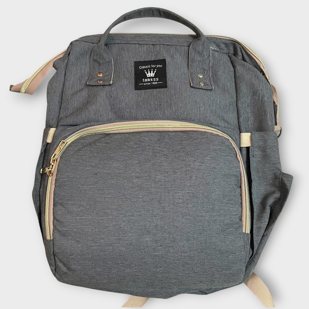 Taikkss Gray Backpack Diaper Bag Multi Compartment Travel Backpack Gray‎ Unisex